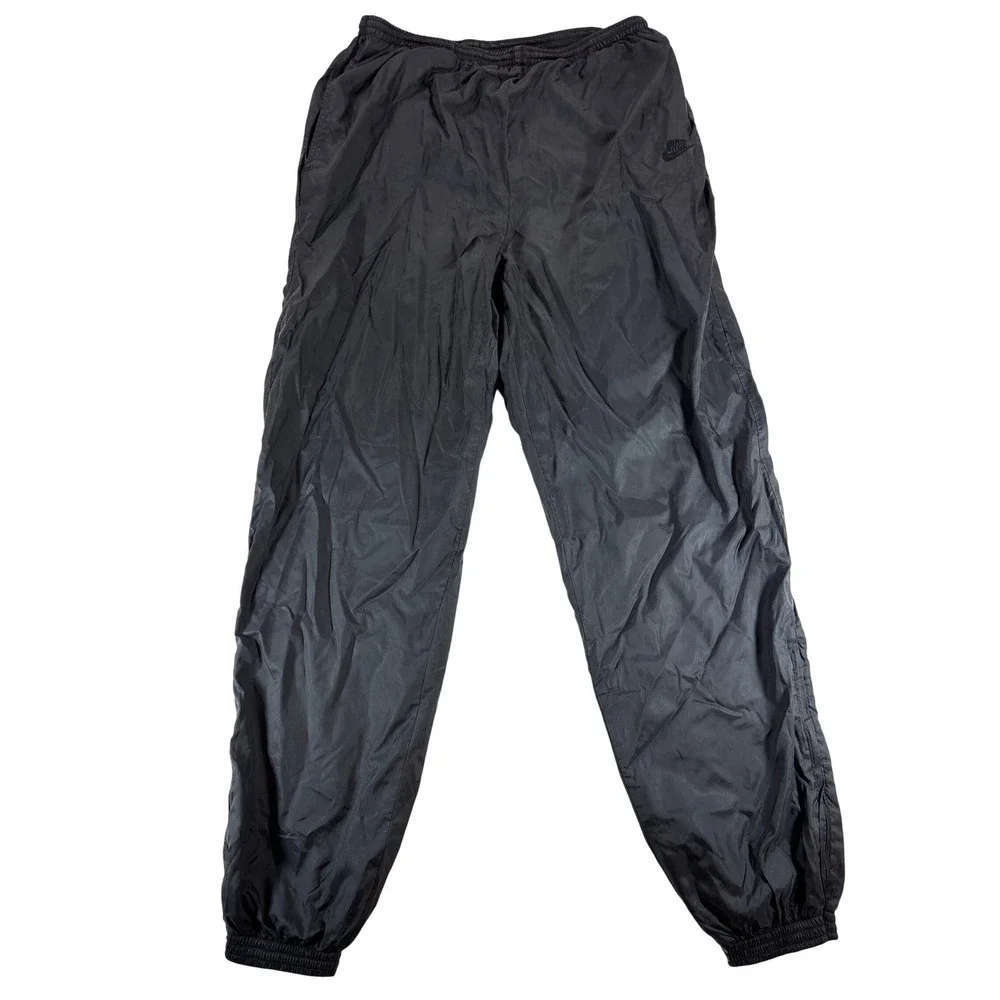 Vintage Nike Windbreaker Track Pants Black XL Embroidered‎ Swoosh 11in Side Zips
